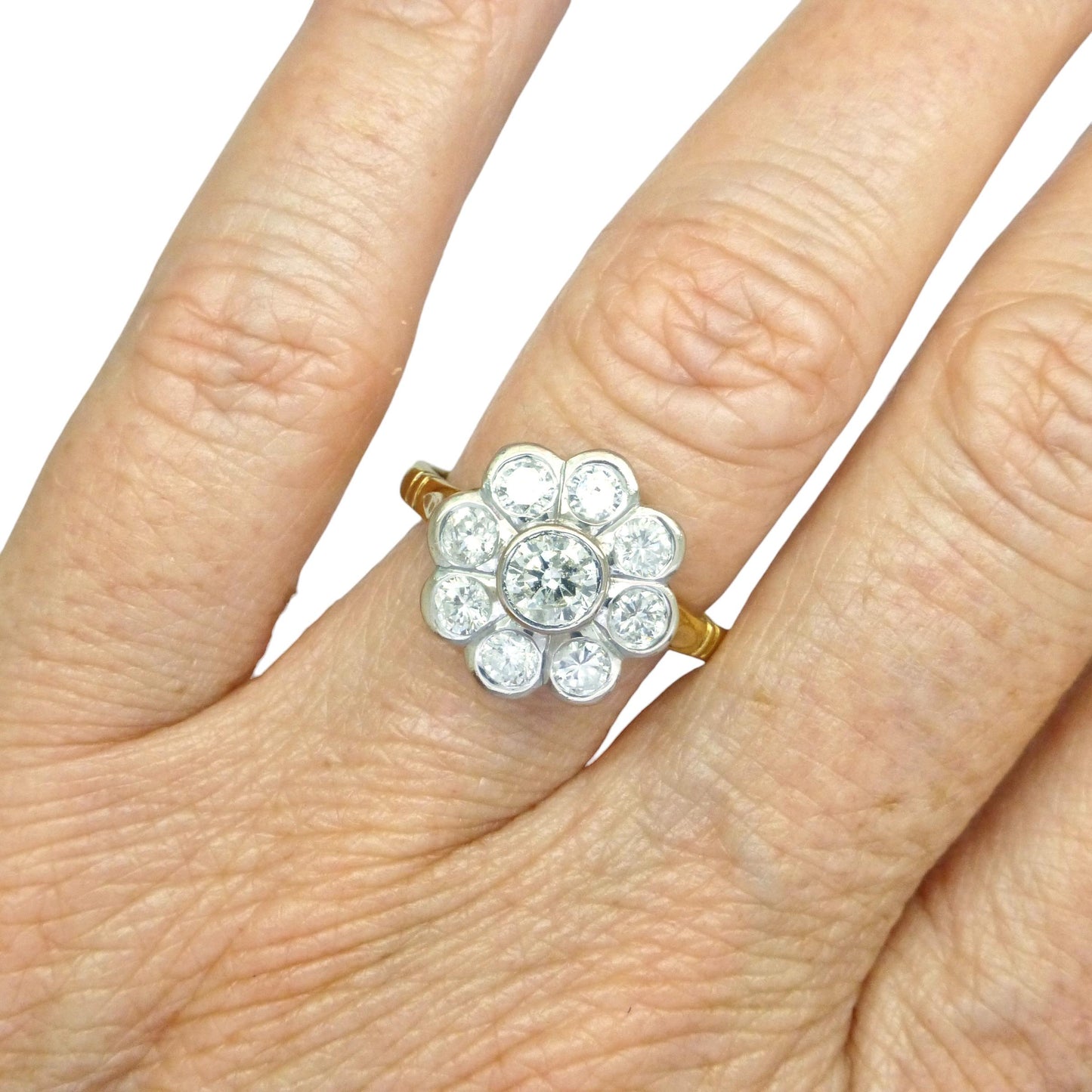 Vintage 18ct natural diamond cluster engagement ring 1.46 carat - Dated 1996