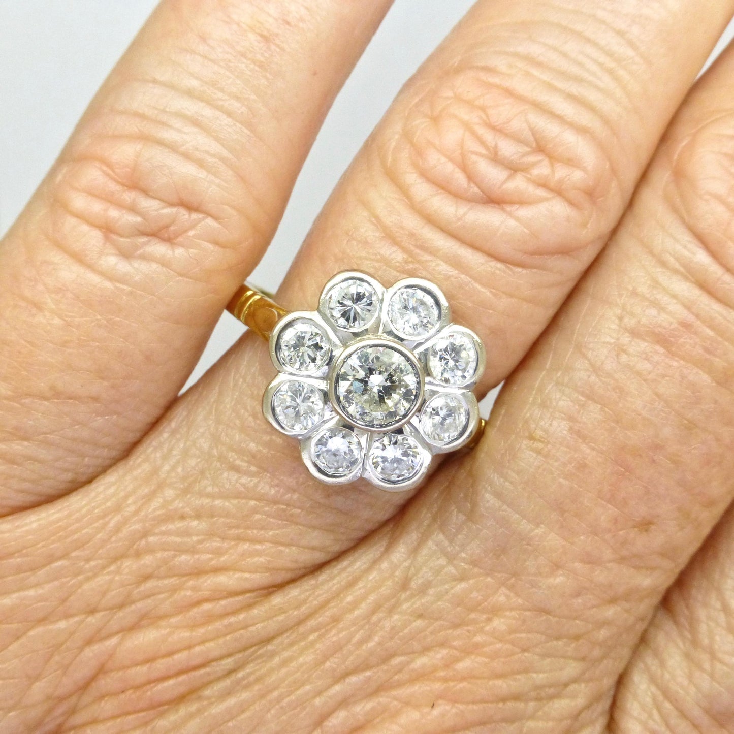 Vintage 18ct natural diamond cluster engagement ring 1.46 carat - Dated 1996