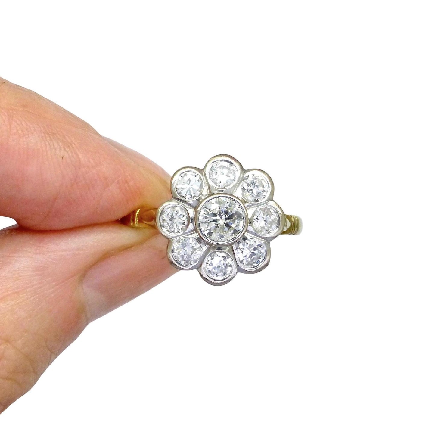 Vintage 18ct natural diamond cluster engagement ring 1.46 carat - Dated 1996