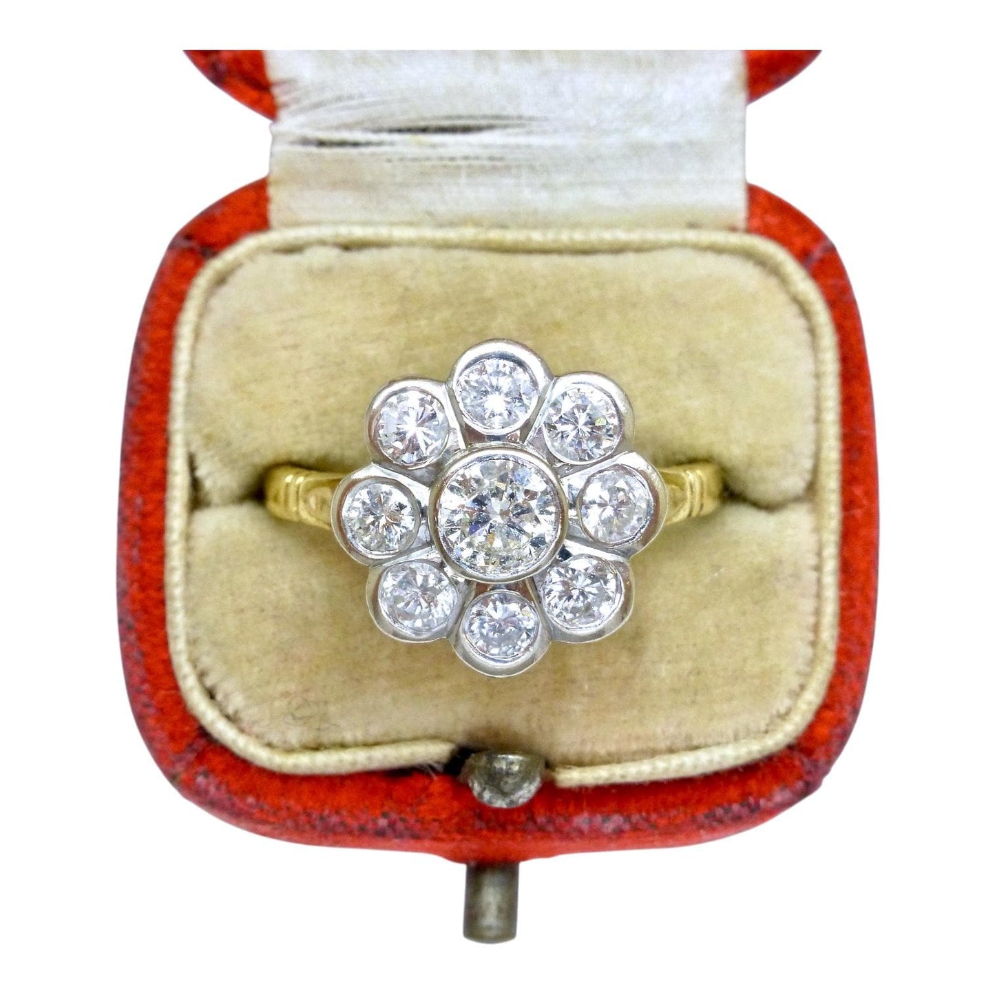 Vintage 18ct natural diamond cluster engagement ring 1.46 carat - Dated 1996