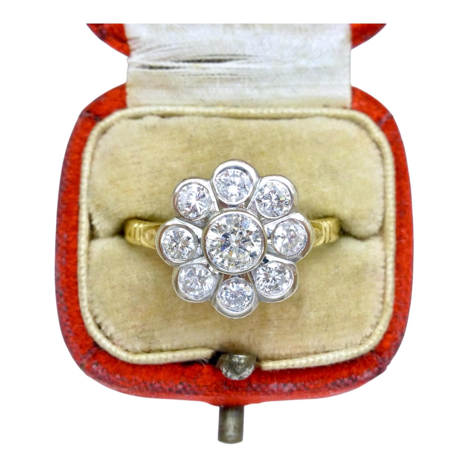 Vintage 18ct natural diamond cluster engagement ring 1.46 carat - Dated 1996