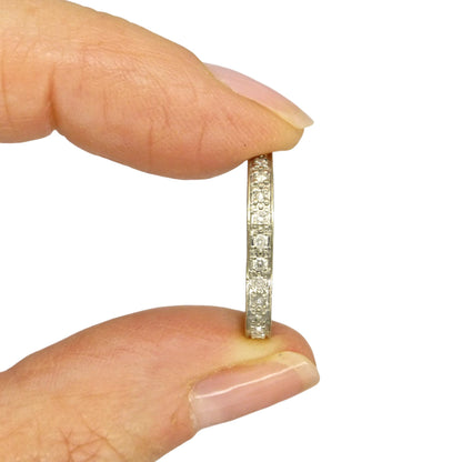 Vintage Art Deco style Diamond full Eternity Wedding Ring 0.40ct - Size M 1/2