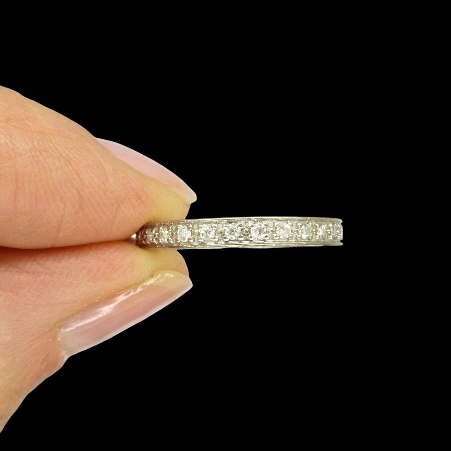 Vintage Art Deco style Diamond full Eternity Wedding Ring 0.40ct - Size M 1/2