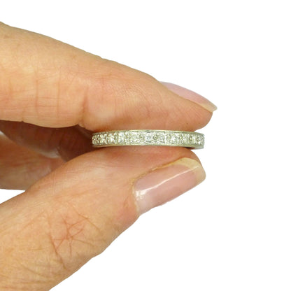 Vintage Art Deco style Diamond full Eternity Wedding Ring 0.40ct - Size M 1/2
