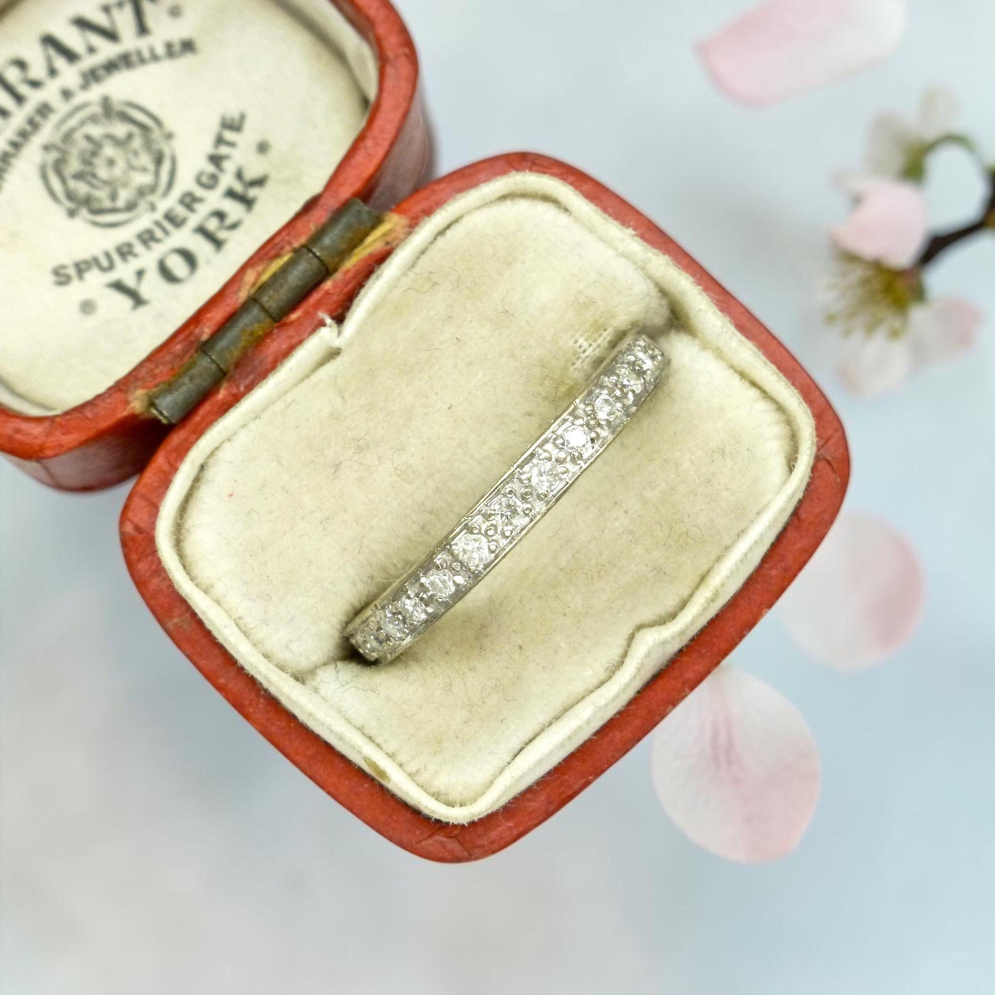 Vintage Art Deco style Diamond full Eternity Wedding Ring 0.40ct - Size M 1/2