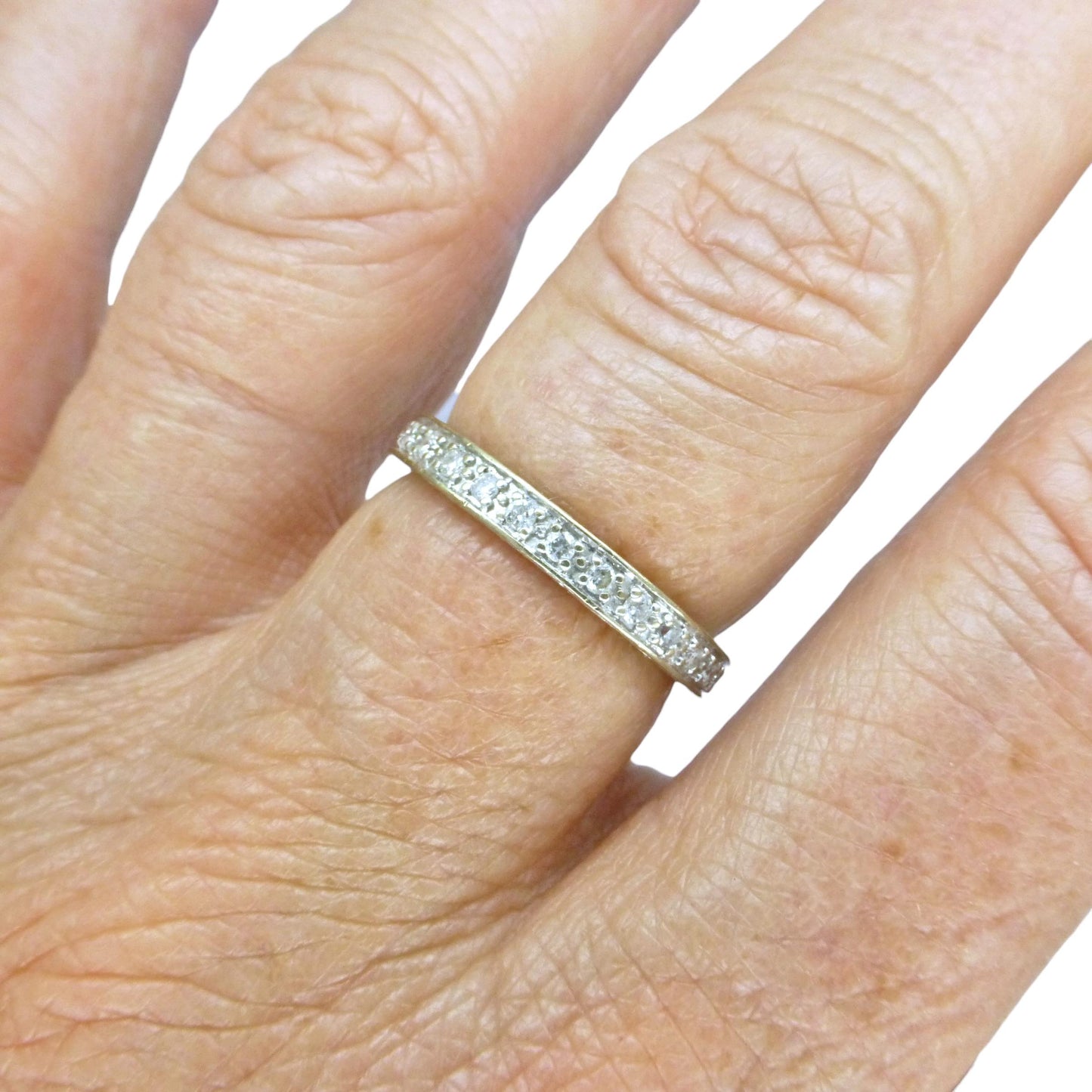 Vintage Art Deco style Diamond full Eternity Wedding Ring 0.40ct - Size M 1/2