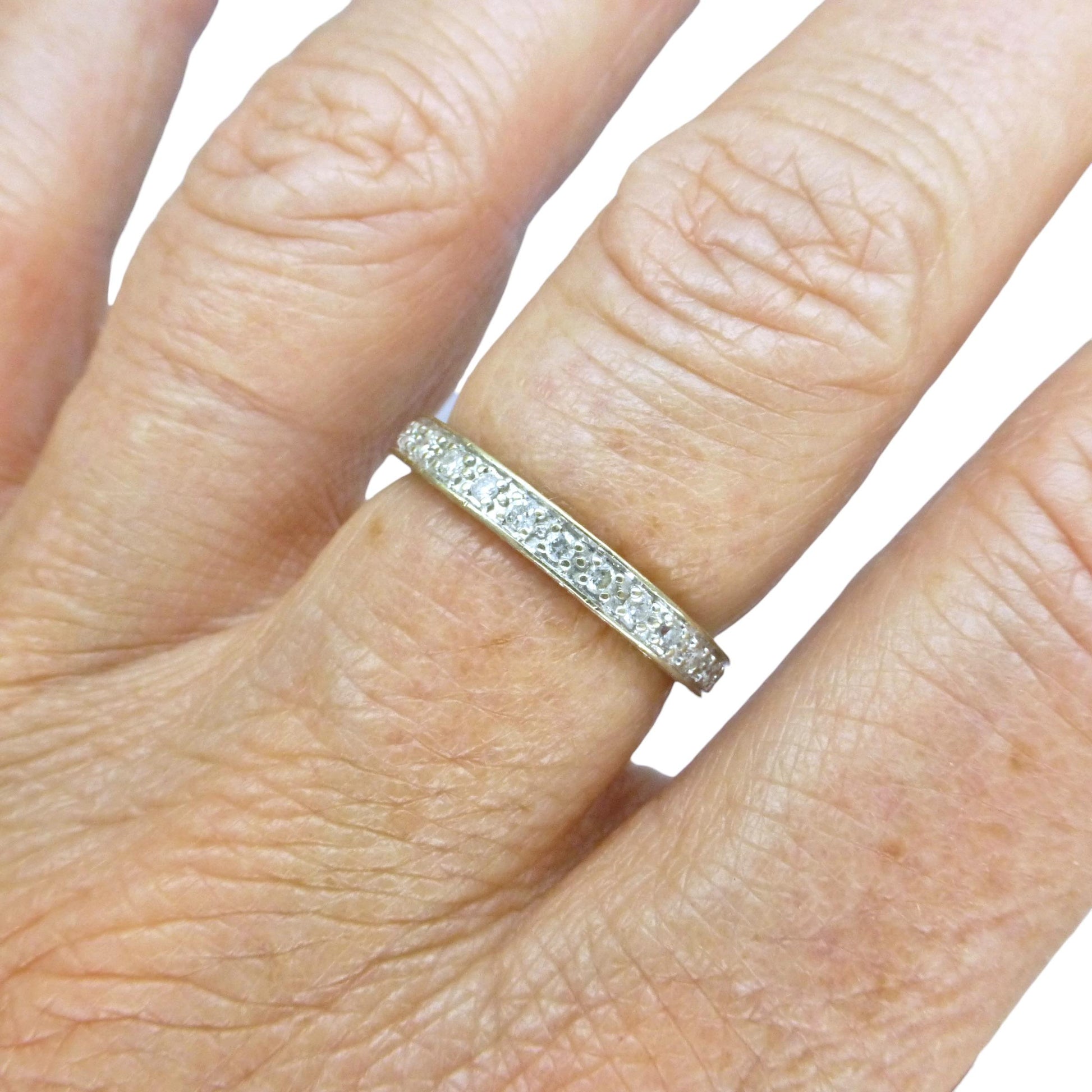 Vintage Art Deco style Diamond full Eternity Wedding Ring 0.40ct - Size M 1/2