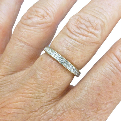 Vintage Art Deco style Diamond full Eternity Wedding Ring 0.40ct - Size M 1/2