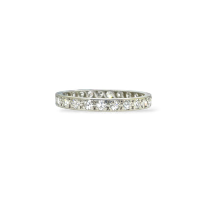 Art Deco Platinum Diamond full hoop Eternity Ring 0.75ct - Wedding Band 1920s, Size P