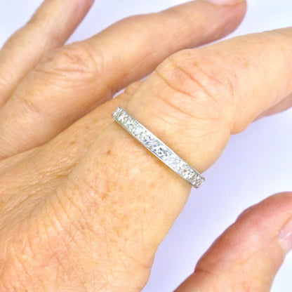 Art Deco Platinum Diamond full hoop Eternity Ring 0.75ct - Wedding Band 1920s, Size P
