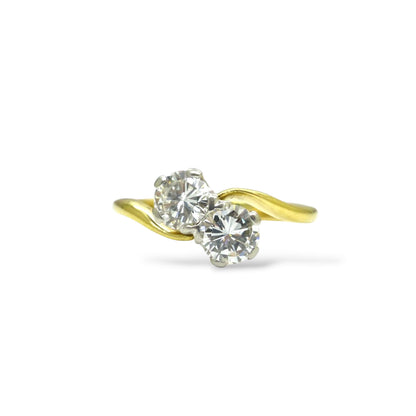 Vintage Toi et Moi two stone natural diamond ring 1.00ct - with Valuation