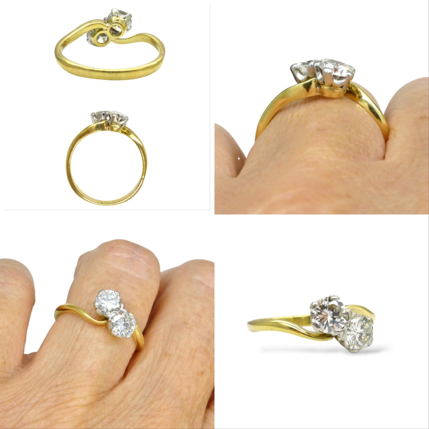 Vintage Toi et Moi two stone natural diamond ring 1.00ct - with Valuation