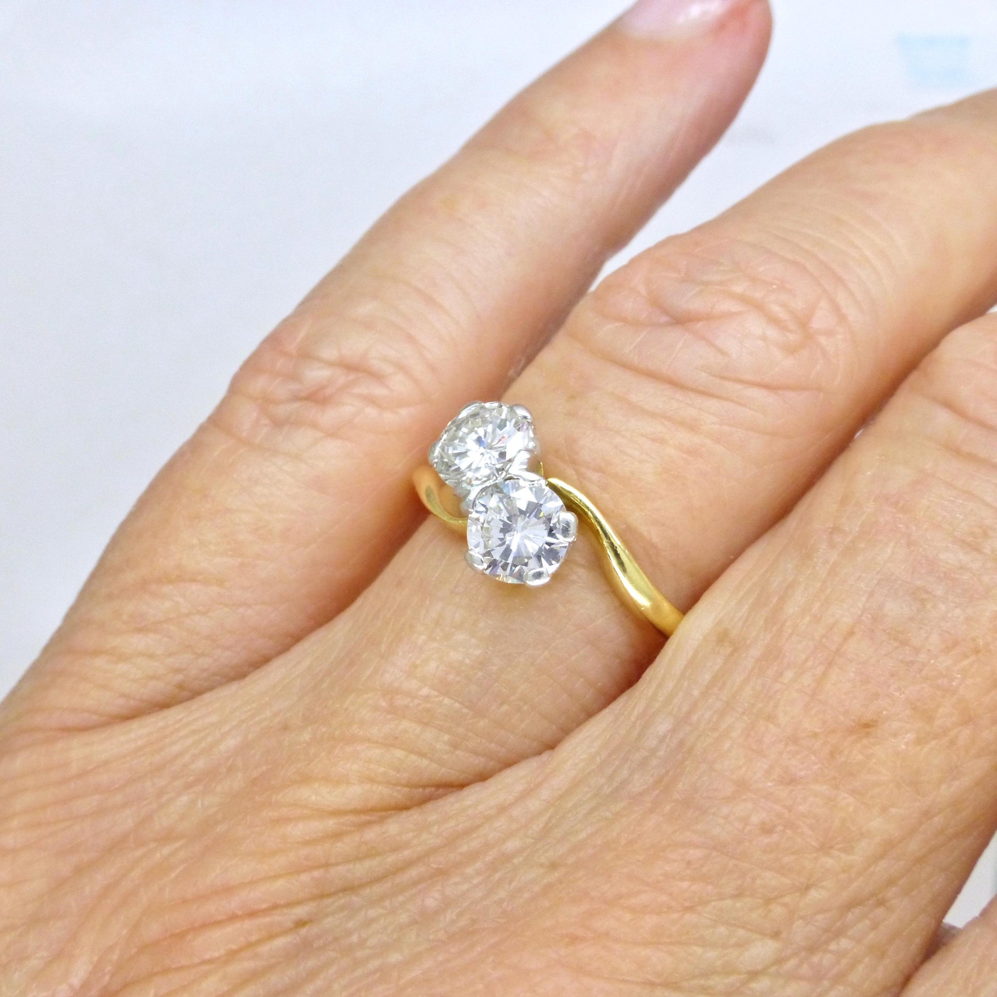 Vintage Toi et Moi two stone natural diamond ring 1.00ct - with Valuation