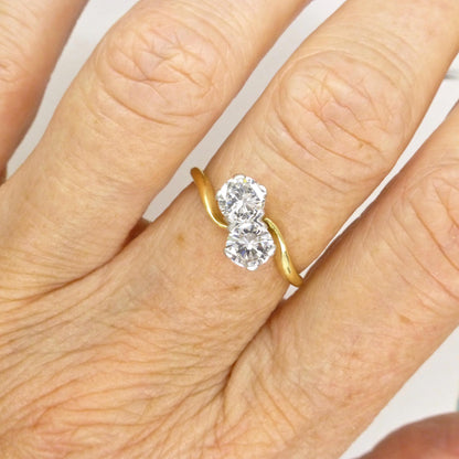 Vintage Toi et Moi two stone natural diamond ring 1.00ct - with Valuation