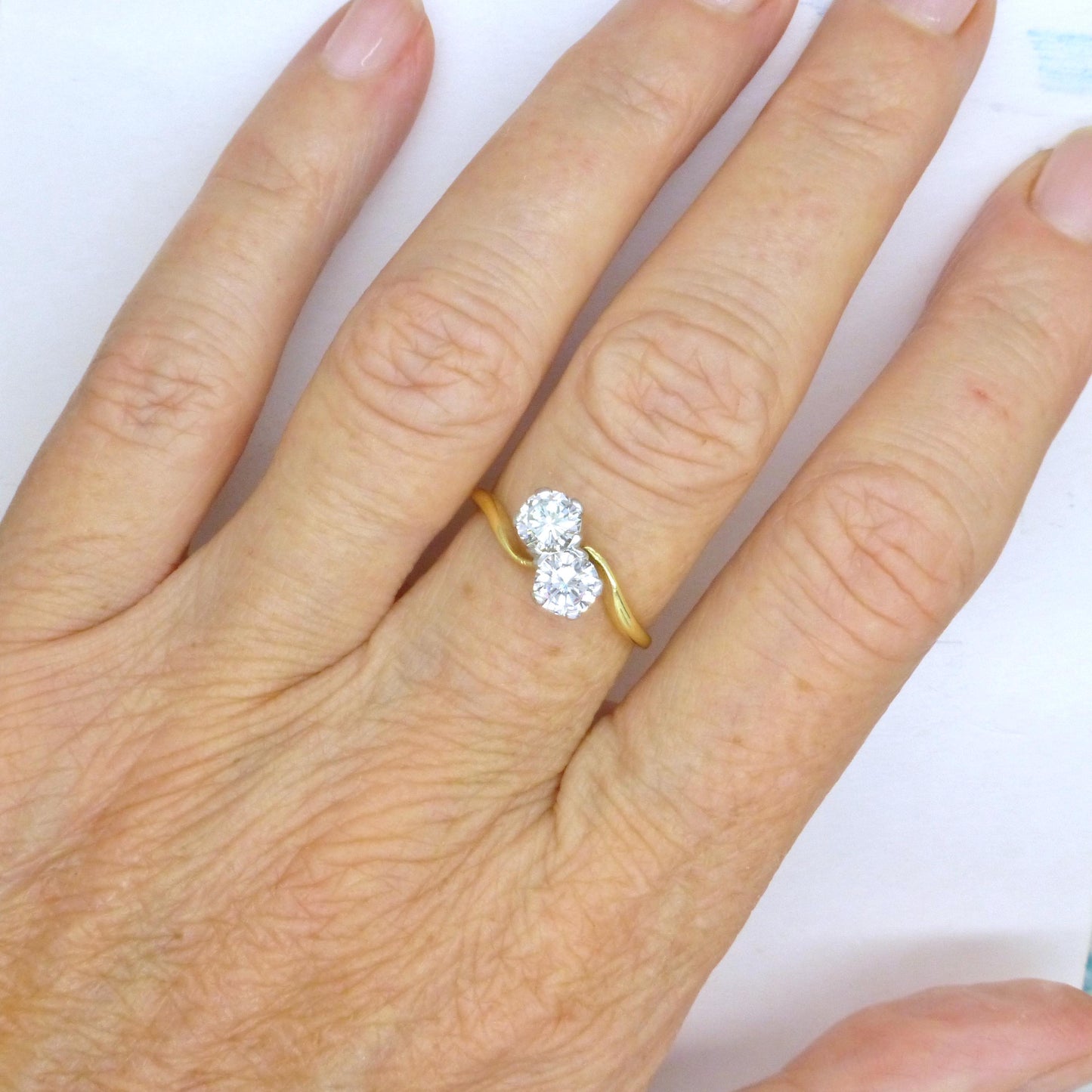 Vintage Toi et Moi two stone natural diamond ring 1.00ct - with Valuation