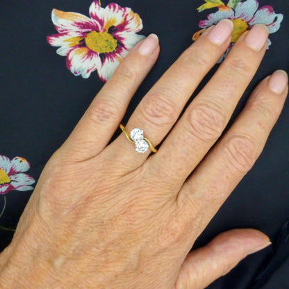 Vintage Toi et Moi two stone natural diamond ring 1.00ct - with Valuation