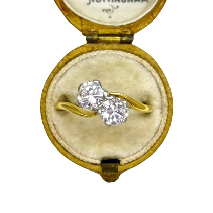 Vintage Toi et Moi two stone natural diamond ring 1.00ct - with Valuation