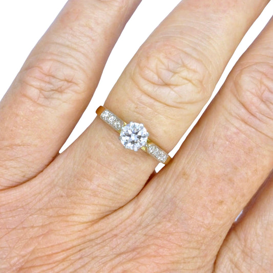 Antique 18ct old transitional cut diamond solitaire engagement ring 0.45ct 1910-20's