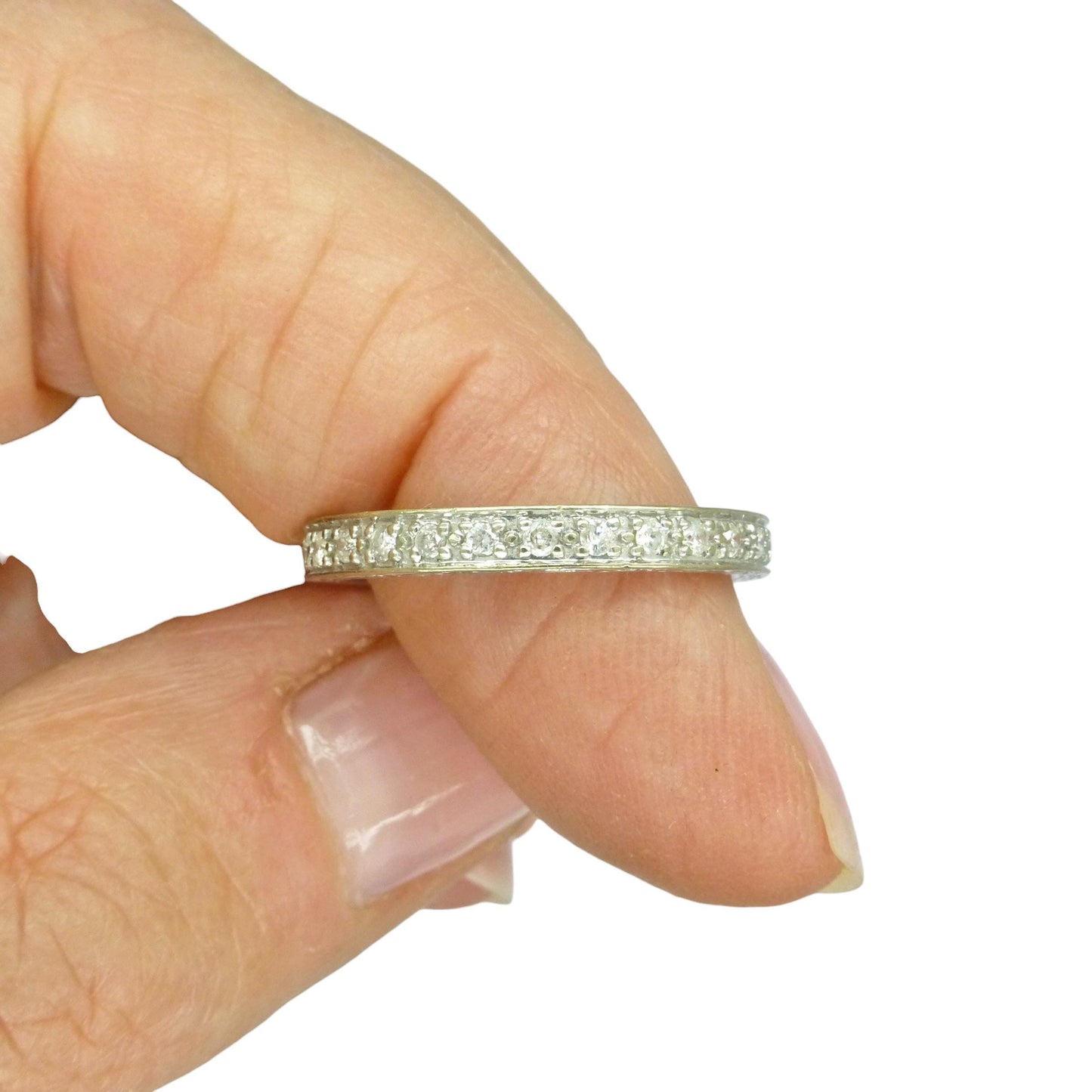 Vintage Art Deco style Diamond full Eternity Wedding Ring 0.40ct - Size M 1/2