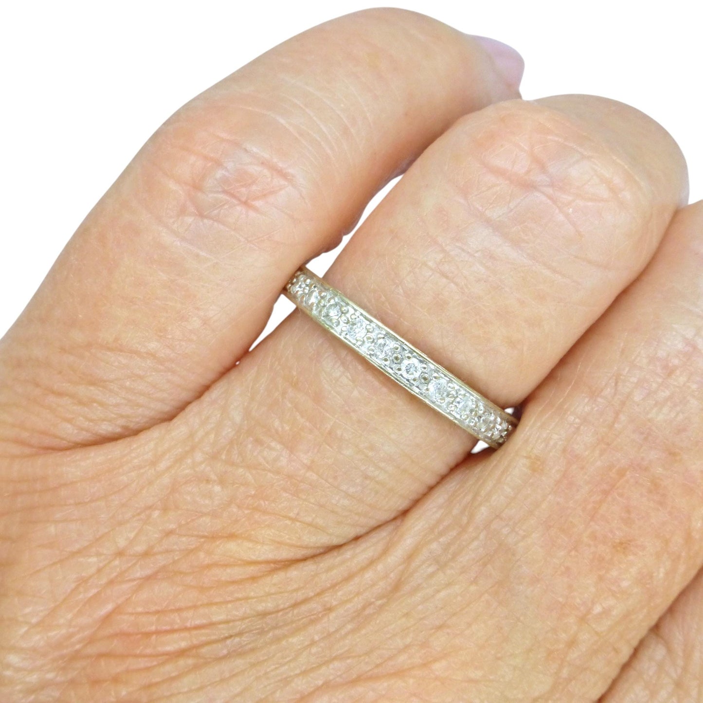 Vintage Art Deco style Diamond full Eternity Wedding Ring 0.40ct - Size M 1/2