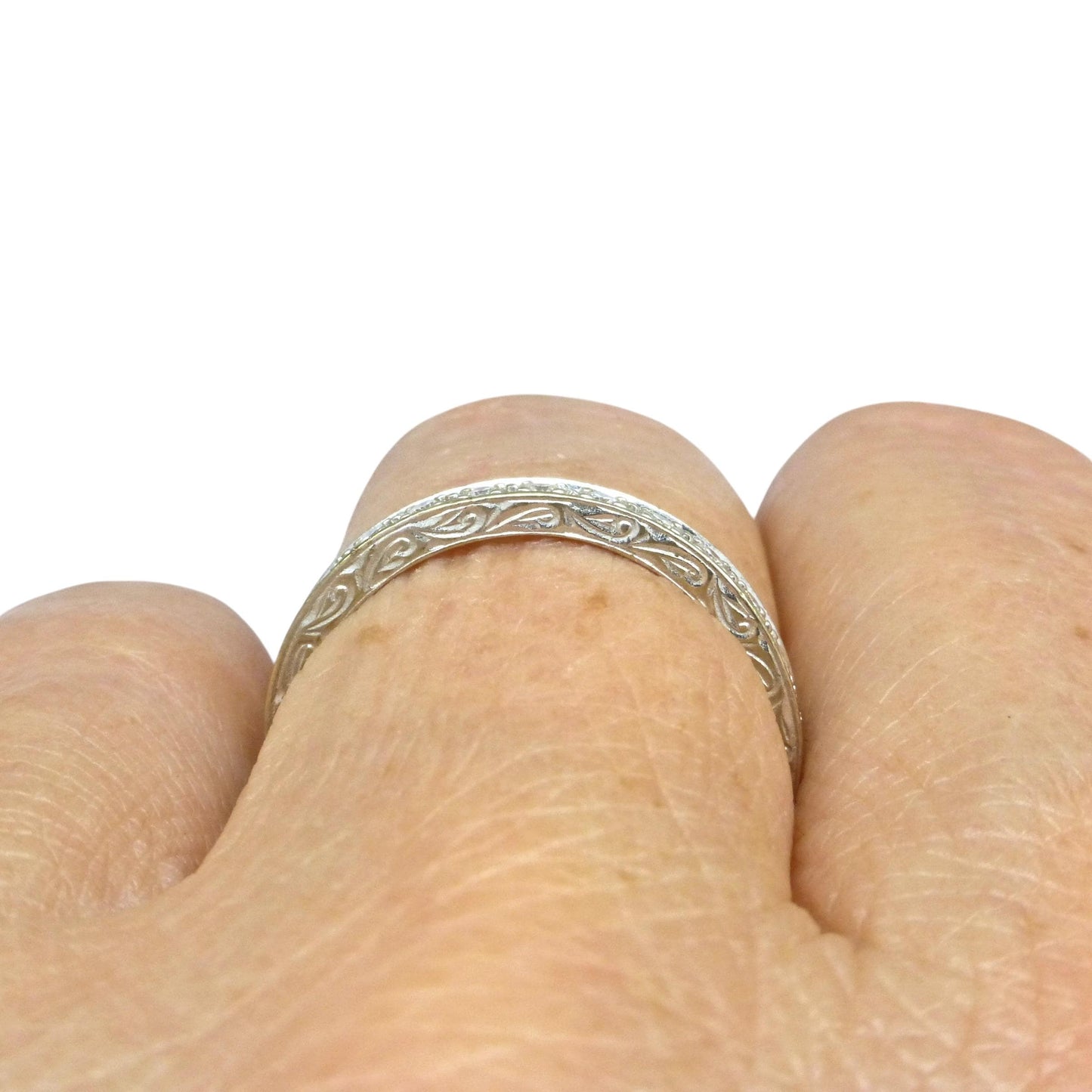 Vintage Art Deco style Diamond full Eternity Wedding Ring 0.40ct - Size M 1/2