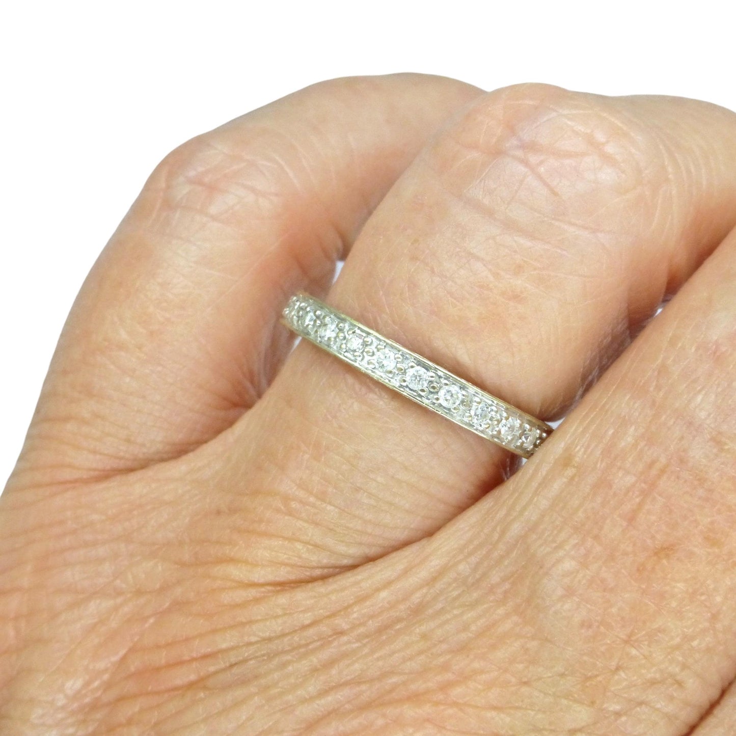 Vintage Art Deco style Diamond full Eternity Wedding Ring 0.40ct - Size M 1/2