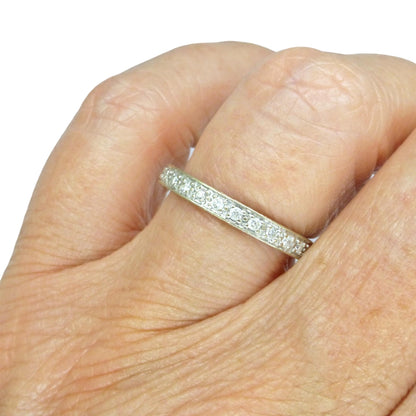 Vintage Art Deco style Diamond full Eternity Wedding Ring 0.40ct - Size M 1/2