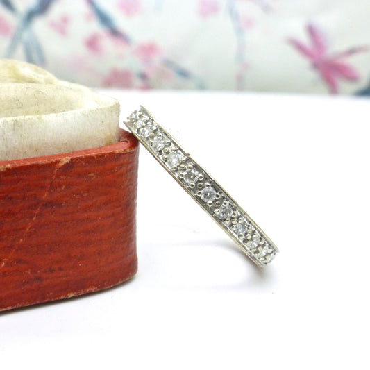 Vintage Art Deco style Diamond full Eternity Wedding Ring 0.40ct - Size M 1/2