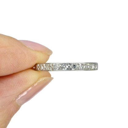 Art Deco Platinum Diamond full hoop Eternity Ring 0.75ct - Wedding Band 1920s, Size P