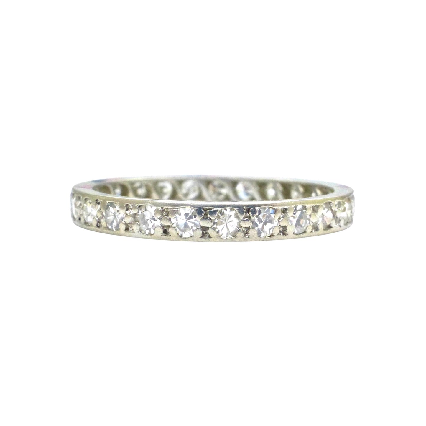 Art Deco Platinum Diamond full hoop Eternity Ring 0.75ct - Wedding Band 1920s, Size P