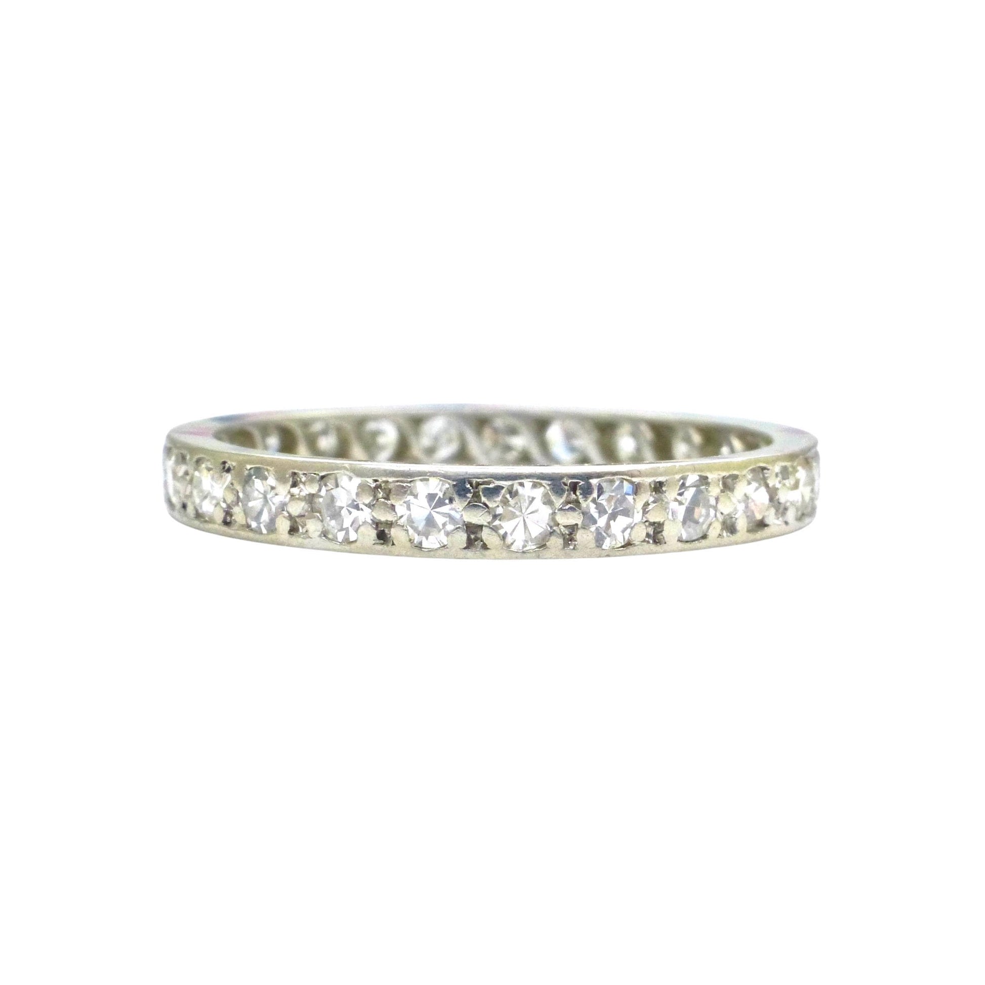 Art Deco Platinum Diamond full hoop Eternity Ring 0.75ct - Wedding Band 1920s, Size P