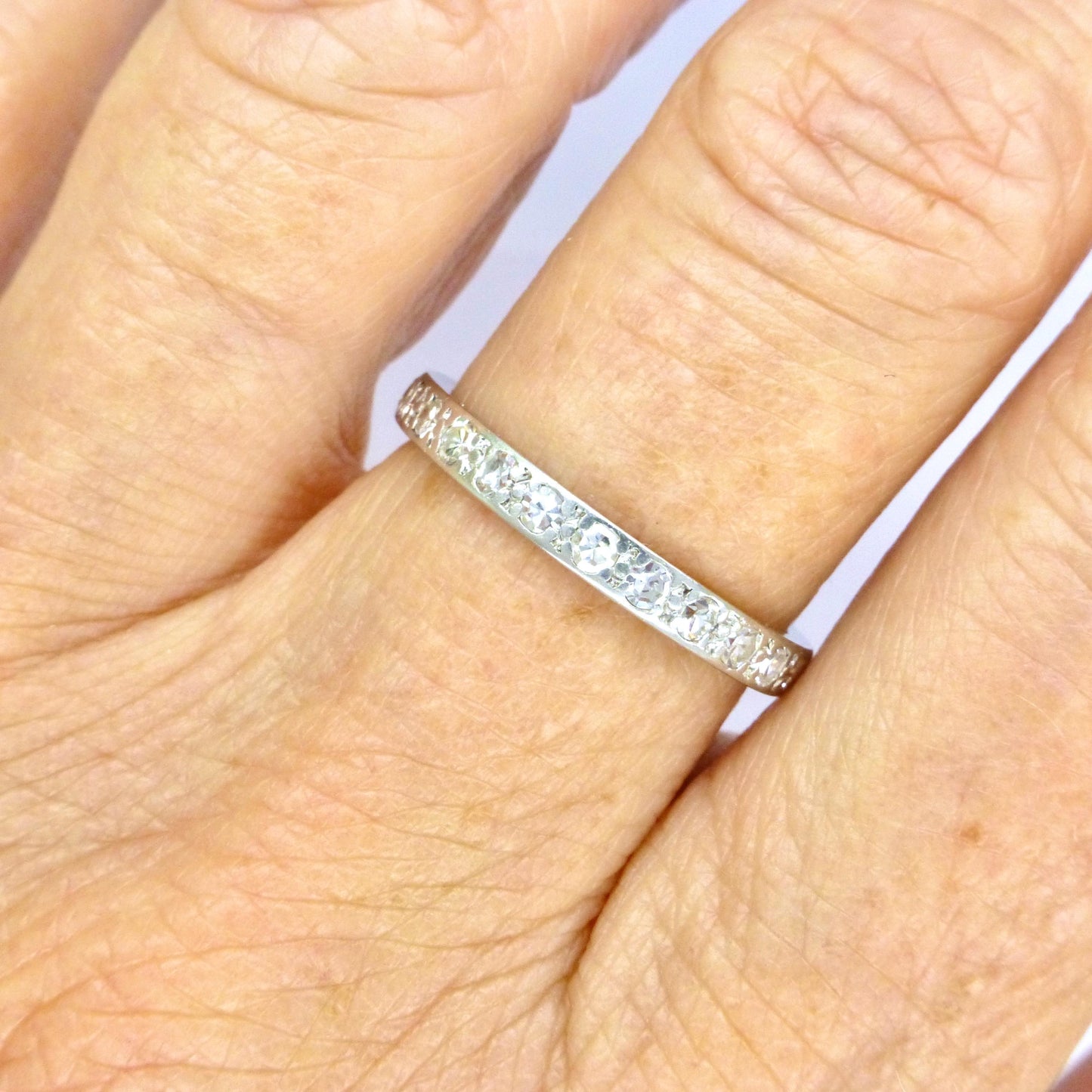 Art Deco Platinum Diamond full hoop Eternity Ring 0.75ct - Wedding Band 1920s, Size P