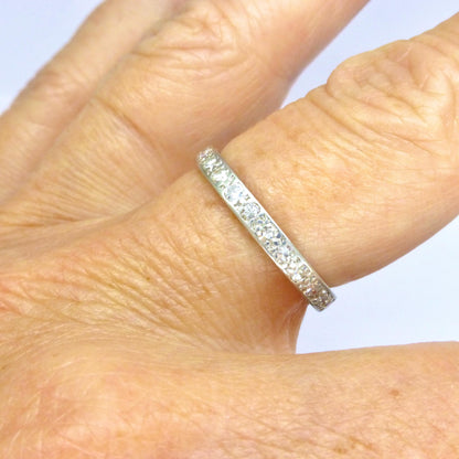 Art Deco Platinum Diamond full hoop Eternity Ring 0.75ct - Wedding Band 1920s, Size P