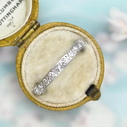 Art Deco Platinum Diamond full hoop Eternity Ring 0.75ct - Wedding Band 1920s, Size P