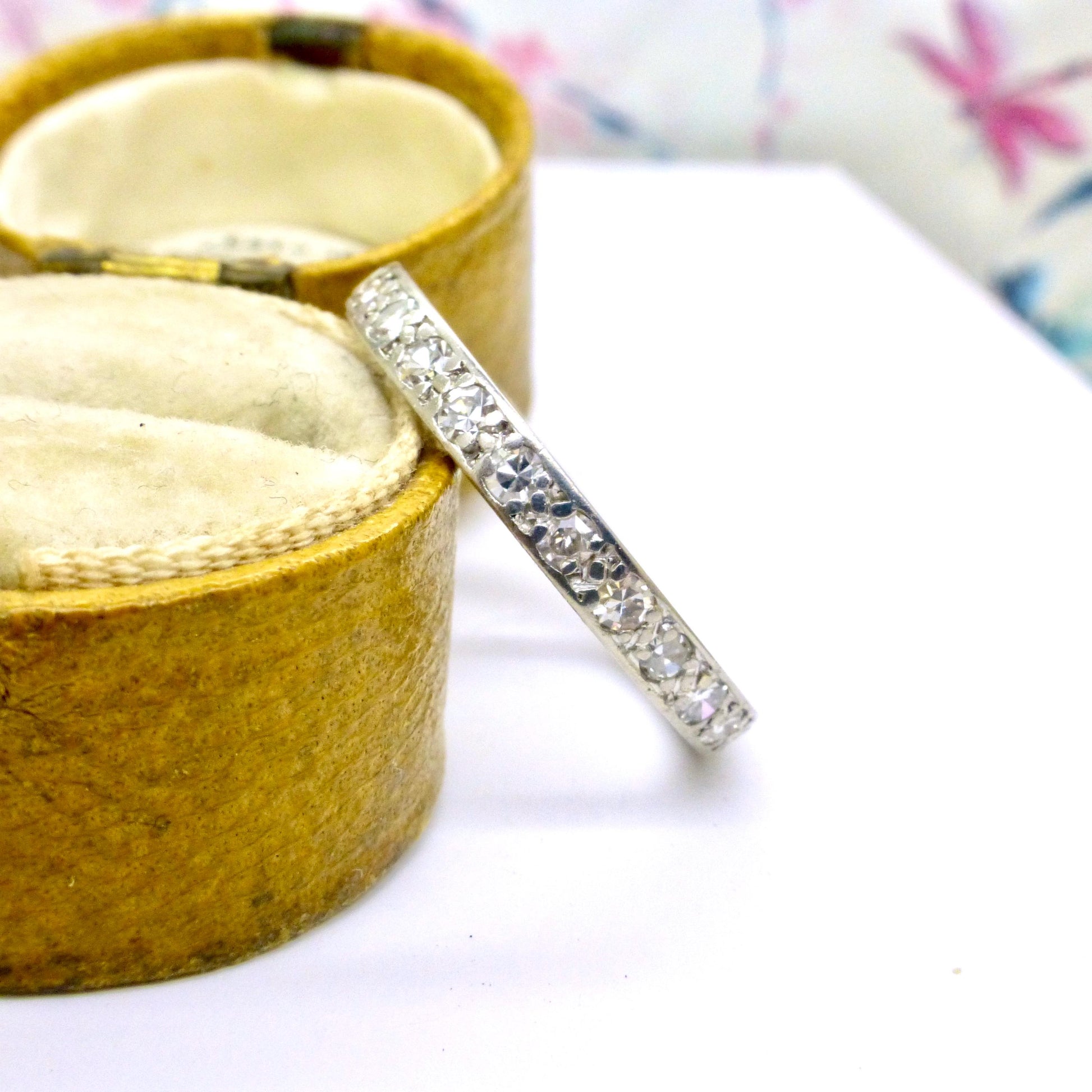 Art Deco Platinum Diamond full hoop Eternity Ring 0.75ct - Wedding Band 1920s, Size P
