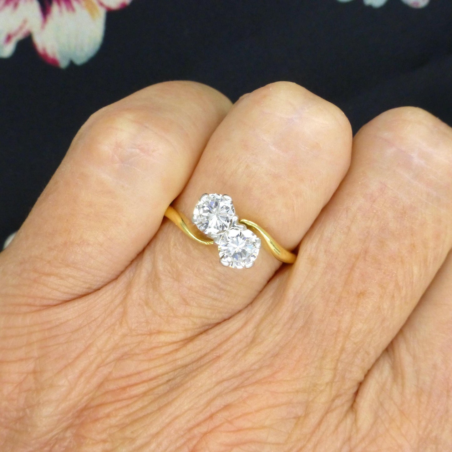 Vintage Toi et Moi two stone natural diamond ring 1.00ct - with Valuation