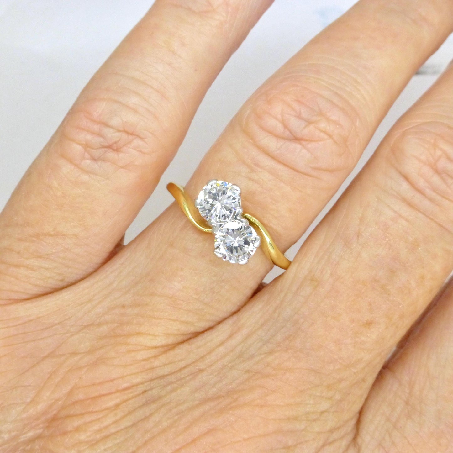 Vintage Toi et Moi two stone natural diamond ring 1.00ct - with Valuation