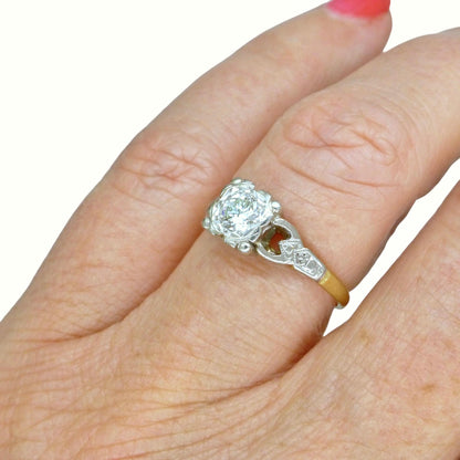 Antique 18ct & Platinum natural diamond solitaire ring 0.35ct