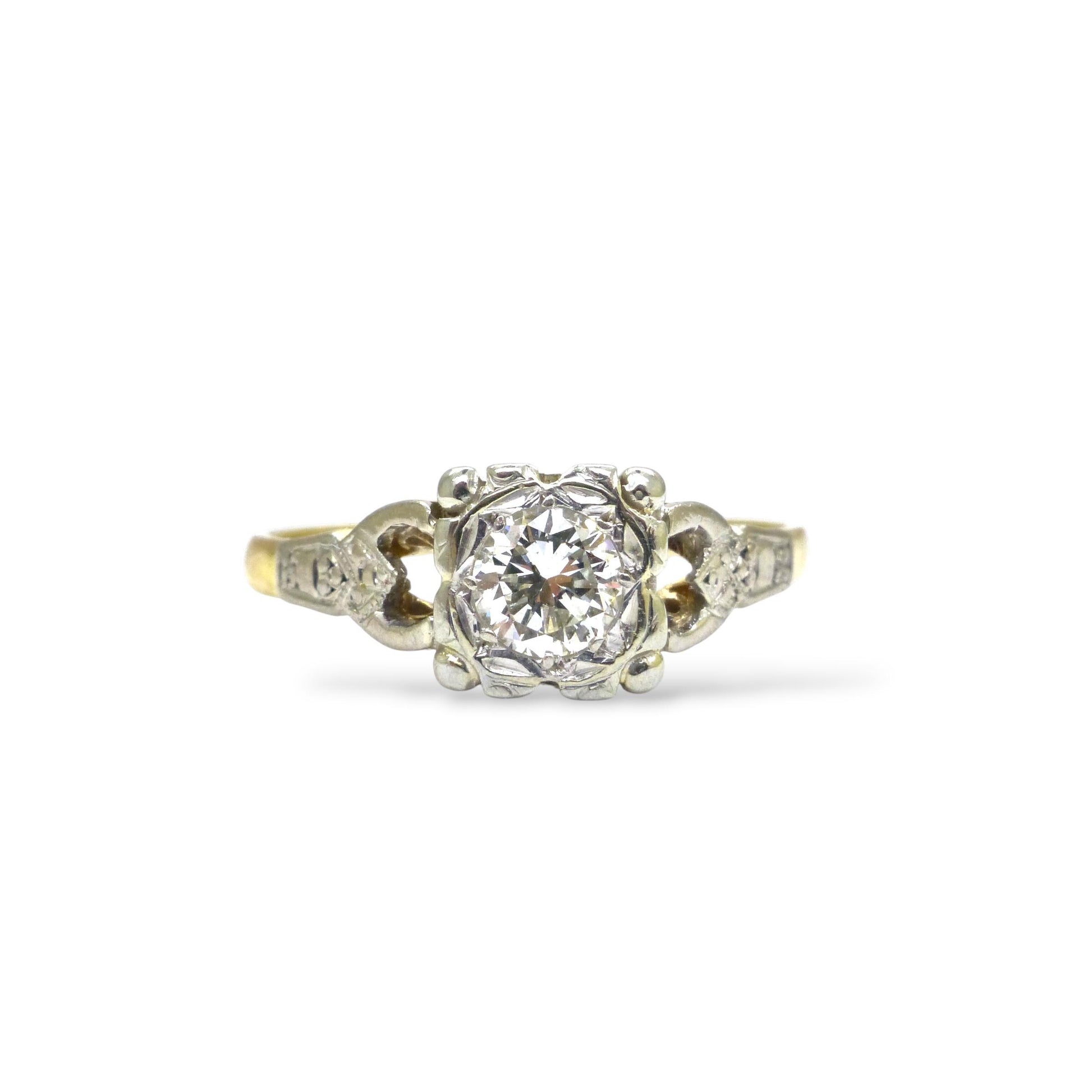 Antique 18ct & Platinum natural diamond solitaire ring 0.35ct