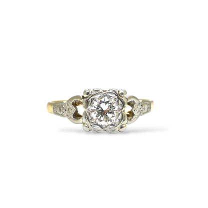 Antique 18ct & Platinum natural diamond solitaire ring 0.35ct