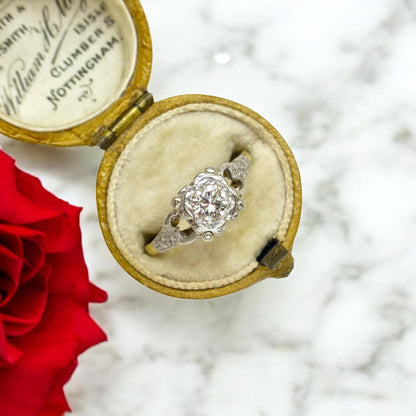 Antique 18ct & Platinum natural diamond solitaire ring 0.35ct