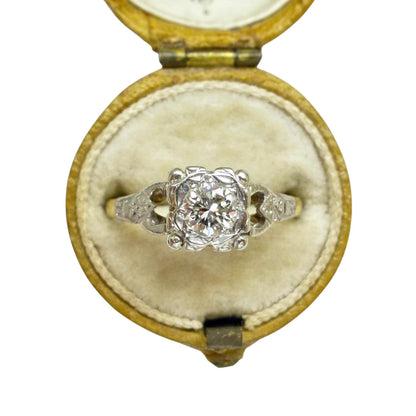 Antique 18ct & Platinum natural diamond solitaire ring 0.35ct