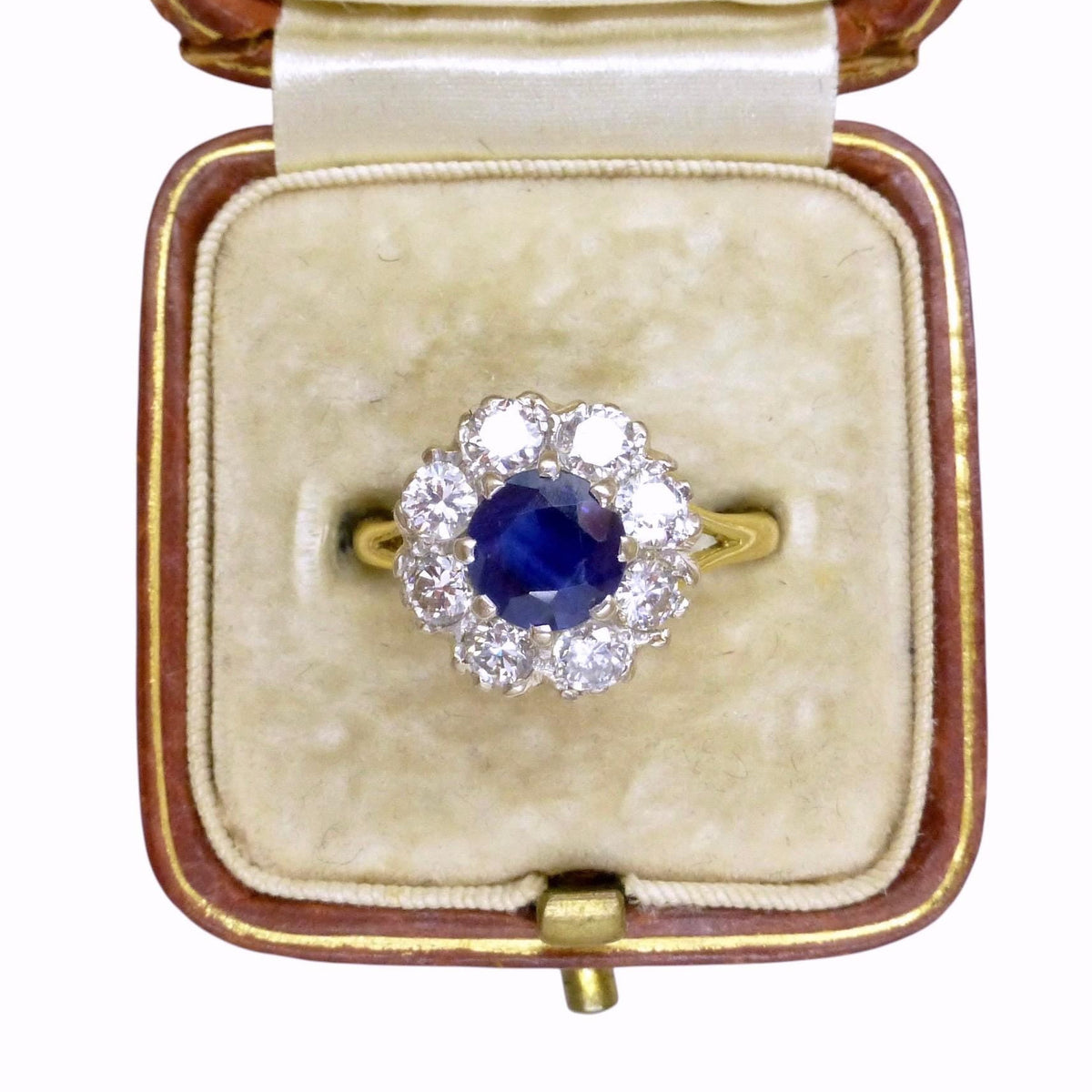 Vintage 18ct sapphire & diamond round cluster ring ~ With Valuation