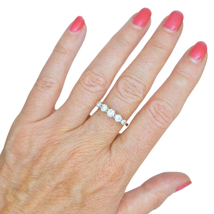 Vintage 18ct gold natural diamond five stone ring 1.00ct.