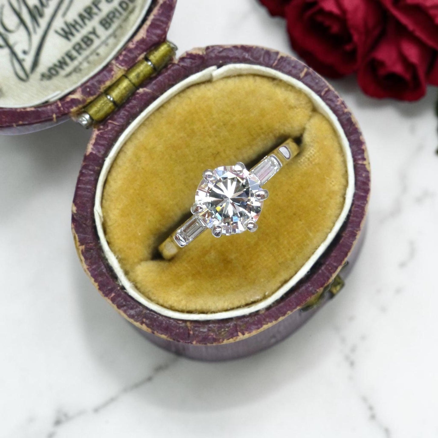 Vintage Platinum brilliant cut natural diamond solitaire ring 0.80 carat.
