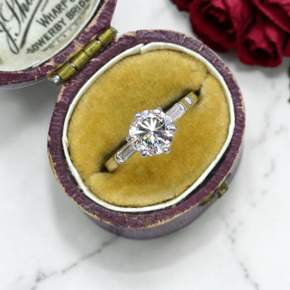 Vintage Platinum brilliant cut natural diamond solitaire ring 0.80 carat.