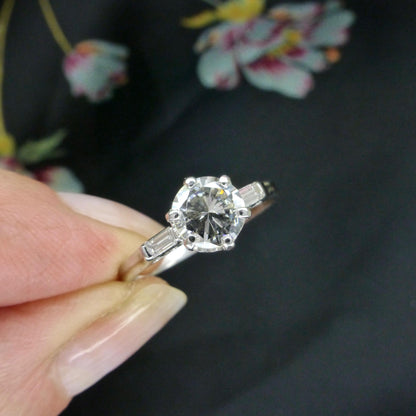 Vintage Platinum brilliant cut natural diamond solitaire ring 0.80 carat.
