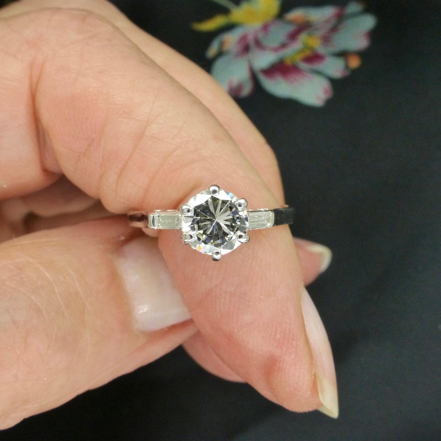 Vintage Platinum brilliant cut natural diamond solitaire ring 0.80 carat.