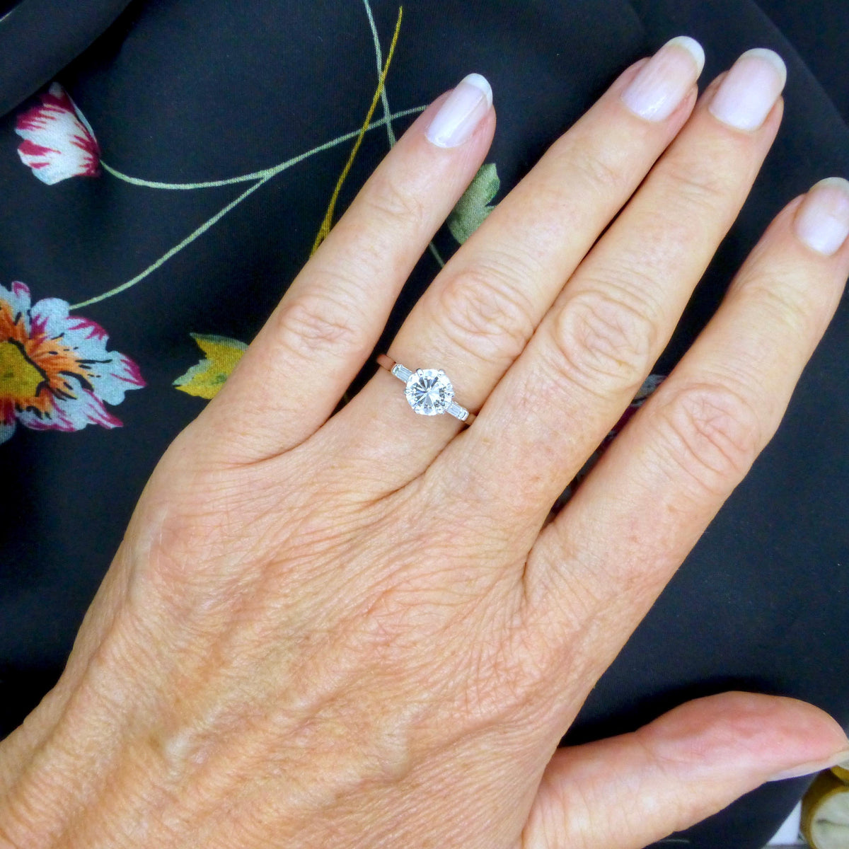 Vintage Platinum brilliant cut natural diamond solitaire ring 0.80 carat.