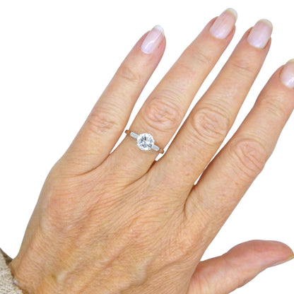 Vintage Platinum brilliant cut natural diamond solitaire ring 0.80 carat.